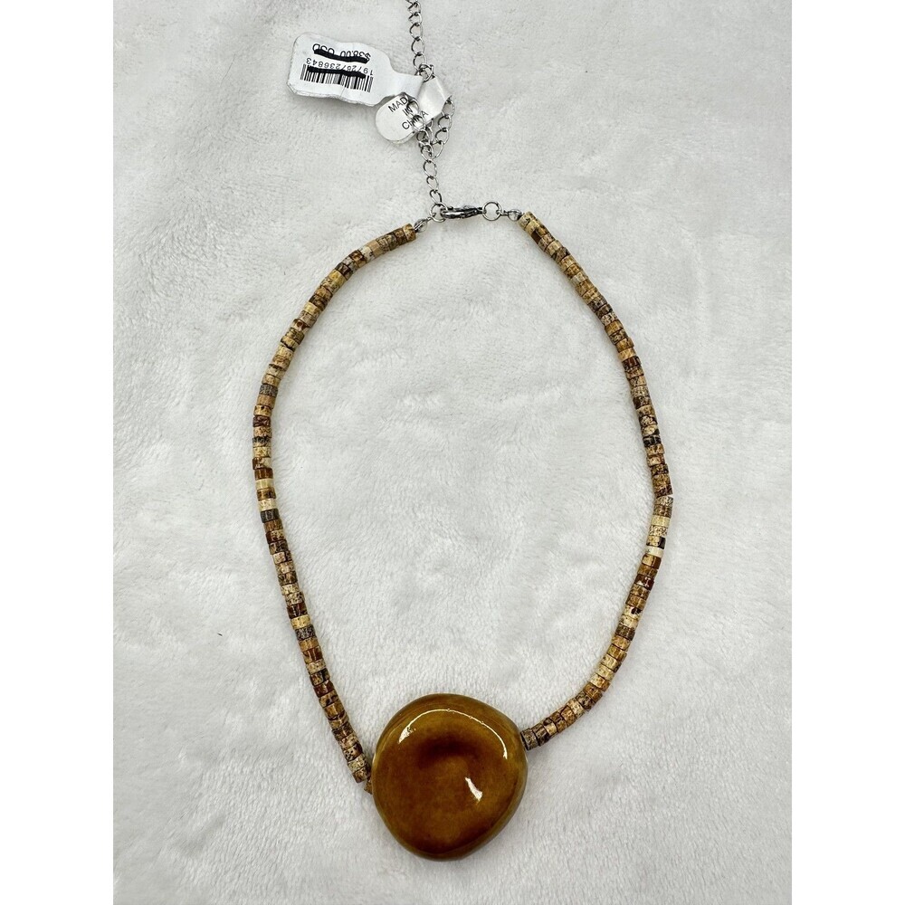 NEW Free People The Florist Choker Bohemian Beach Layering Neutral Brown Ceramic